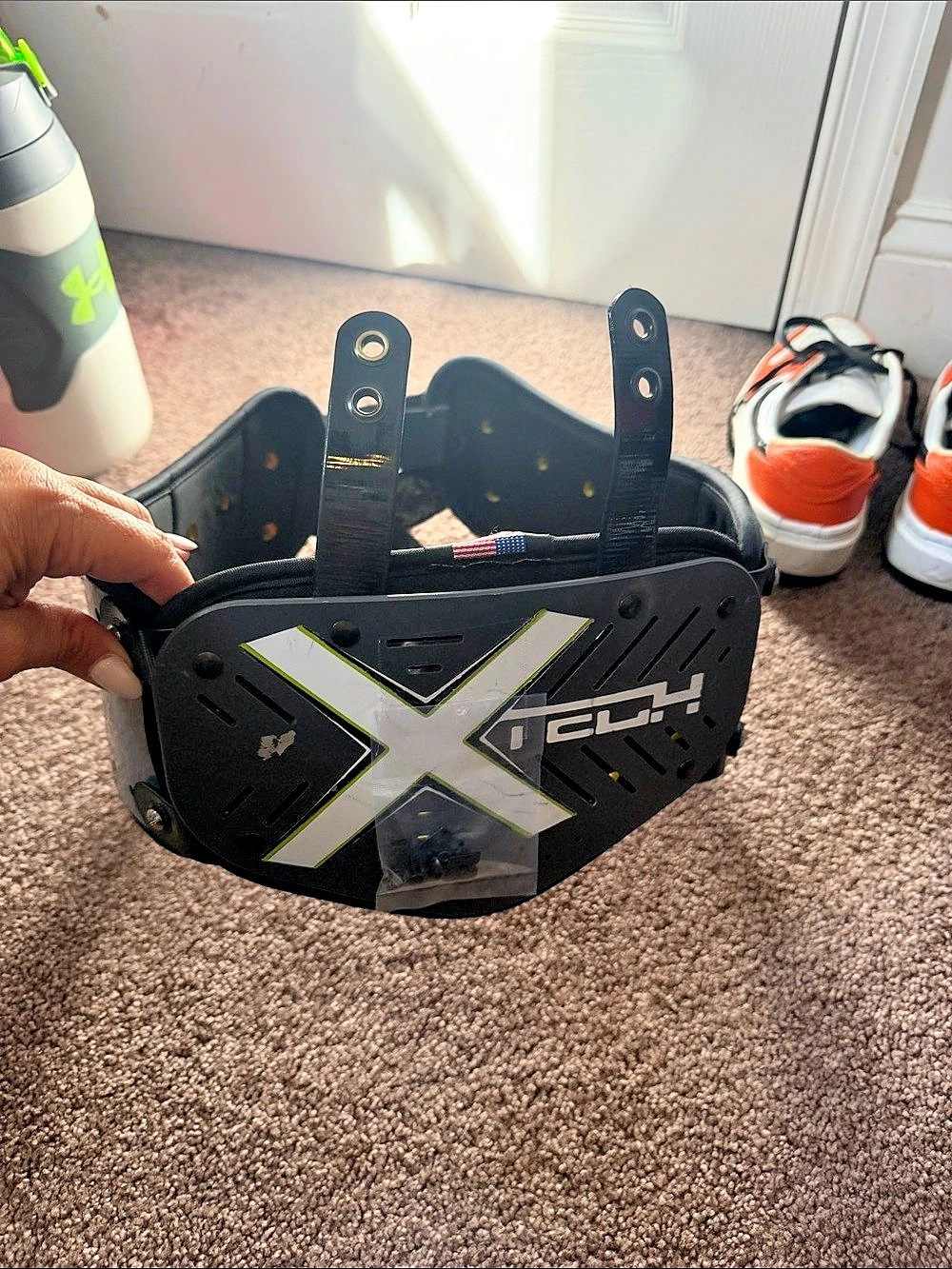 XTECH Vented 5-Sided Football Backplate Black & Gray